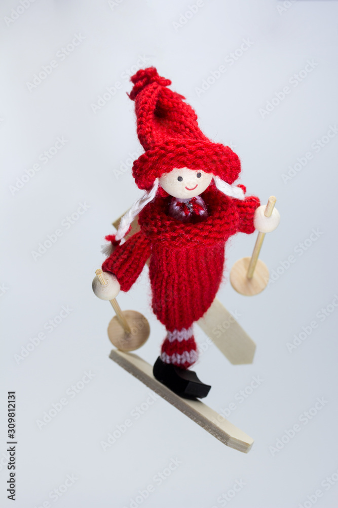 muñequita de madera adorno de árbol de navidad