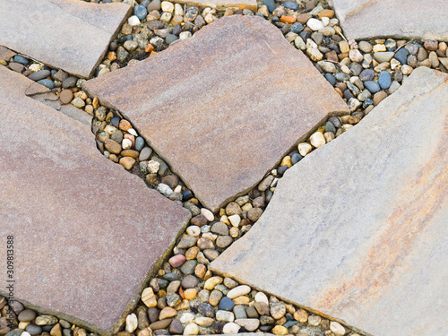 Photography Large paving stones sprinkled with small stones. Caucasus