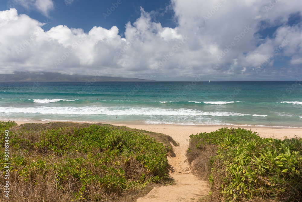 A path to the beach from the Kapalua coastal trail