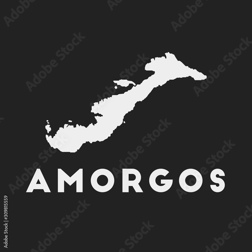 Amorgos icon. Island map on dark background. Stylish Amorgos map with island name. Vector illustration.