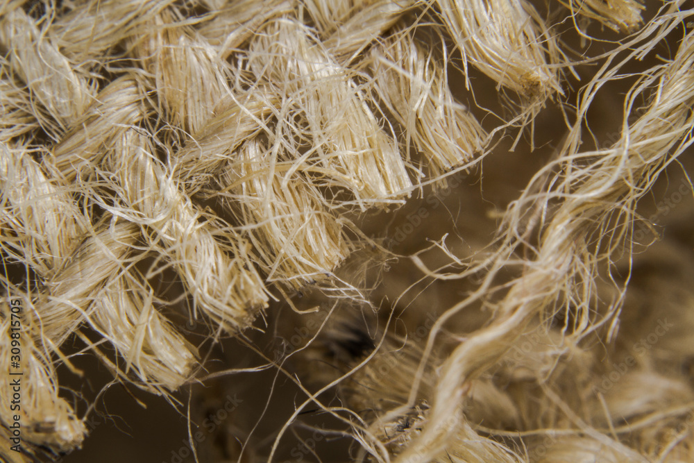 Macro shots close-up the burlap cloth side