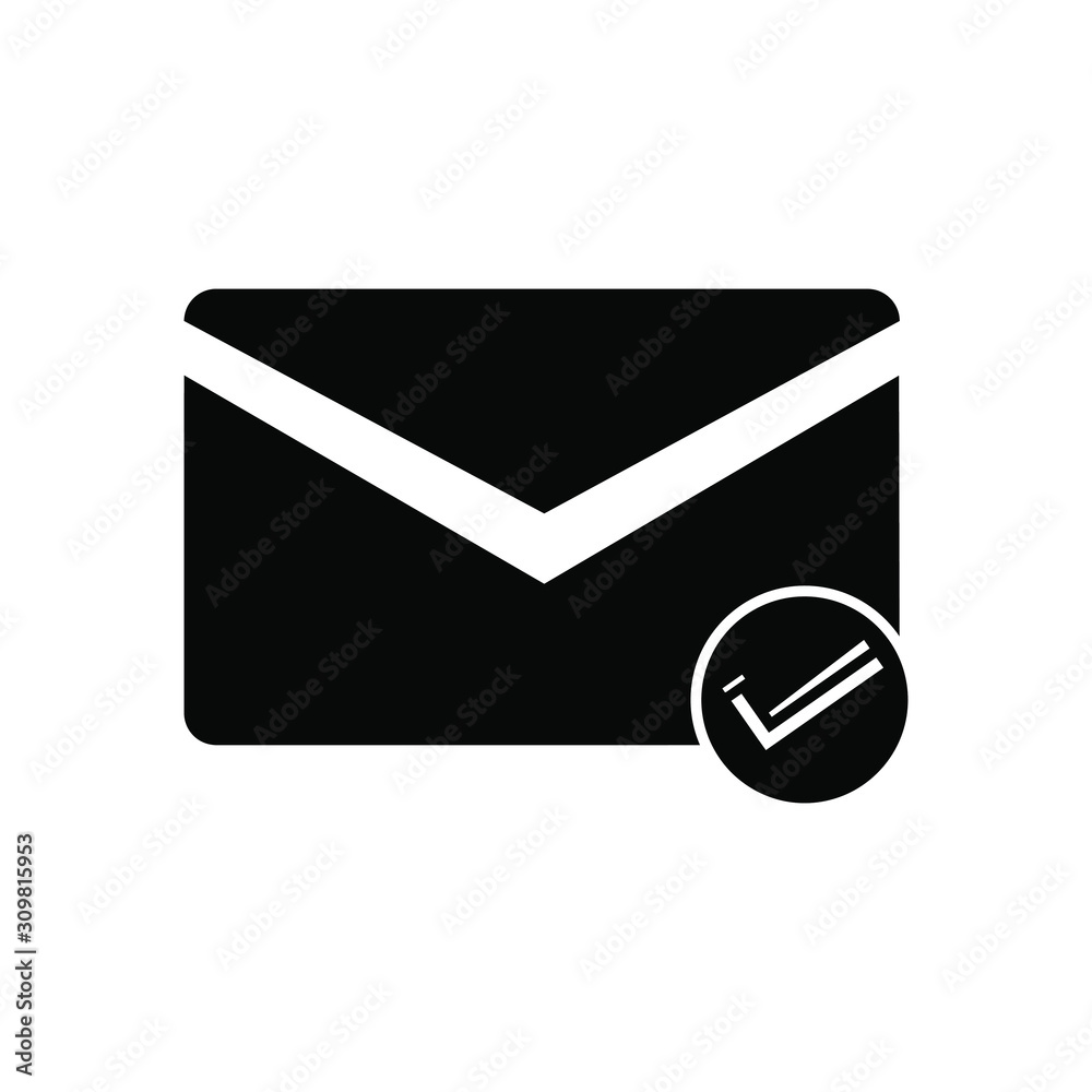Email Sent or Received icon concept. Envelope with check mark vector design Email Sent or Received icon concept. Envelope with check mark vector design