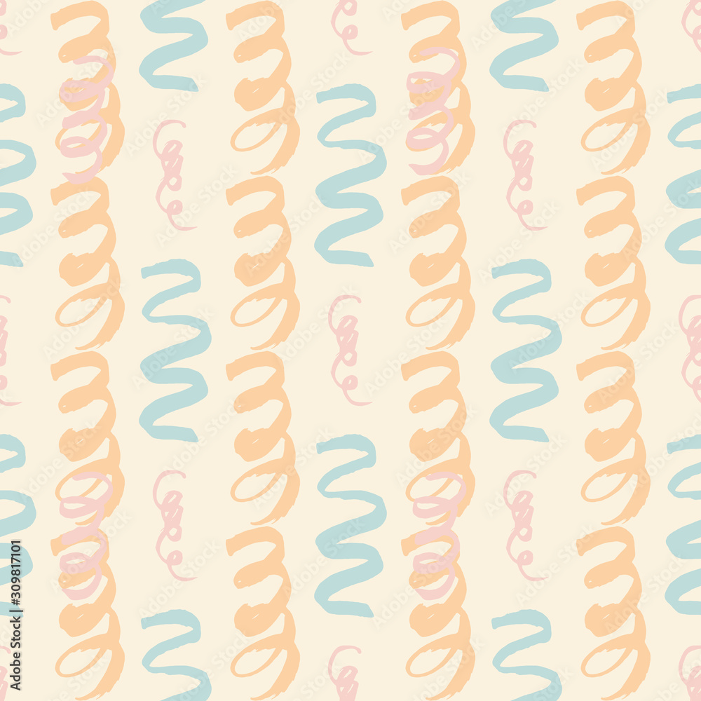 Pink and turquoise curls trendy seamless pattern with hand drawn texture colorful background. Pink and turquoise curls trendy seamless pattern with hand drawn texture colorful background.