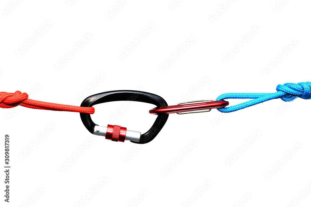 Carabiner isolated on white background . Carabiner isolated on white background .