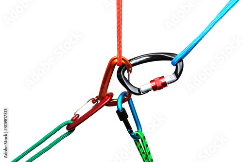 Carabiner isolated on white background .