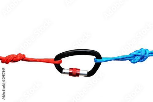 Carabiner isolated on white background .