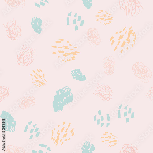 Natural colors graffiti textured shapes seamless pattern ethnic background.