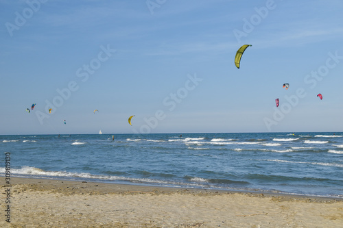 kitesurfing in winter in Italy