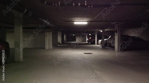 Underground Parking Lot First Person View Forward