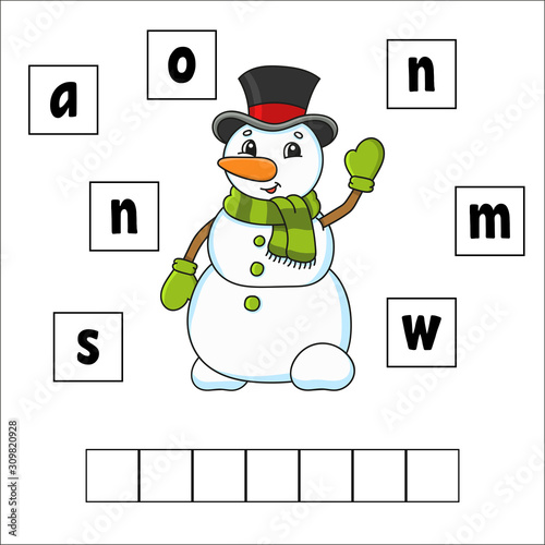 Words puzzle. Education developing worksheet. Learning game for kids. Activity page. Puzzle for children. Riddle for preschool. Simple flat isolated vector illustration in cute cartoon style.