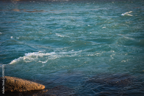 a landscape of sea and blue sky in ganga ghat haridwar Uttarakhand  photo