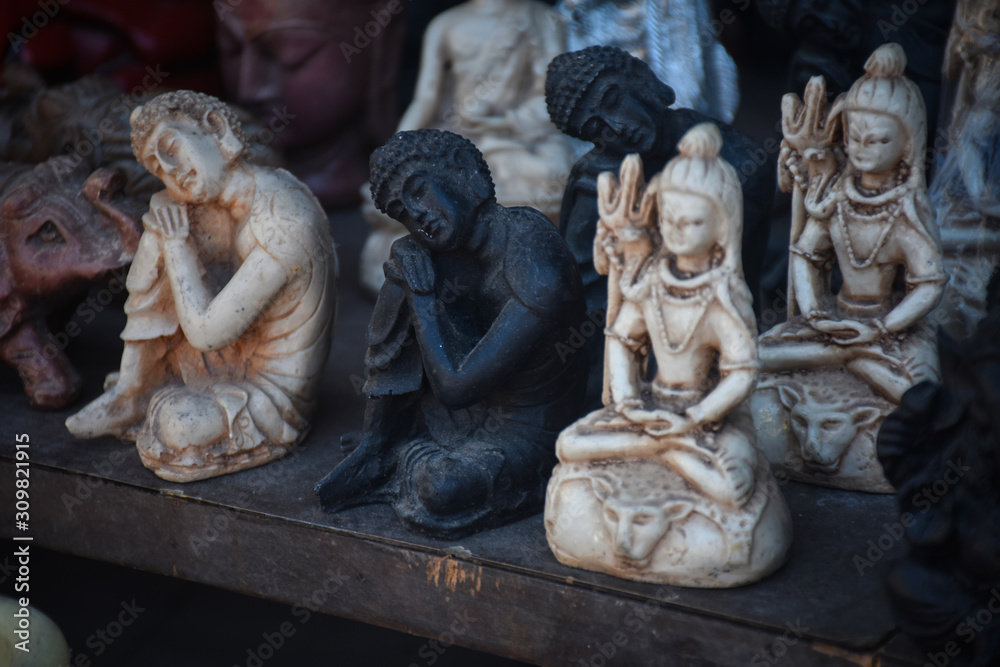 Fototapeta premium statue of gods in rishikesh uttarakhand market 