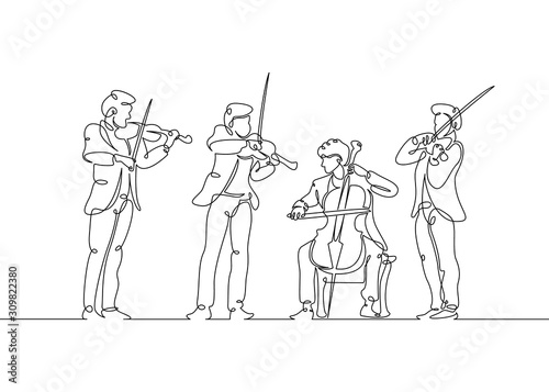  line drawn musical quartet violin musicians