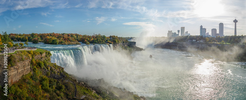 View from the Rainbow Bridge to all three Niagara Falls