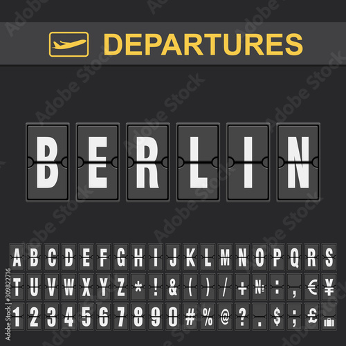 Flight info of destination Germany flip alphabet airport departures, Berlin