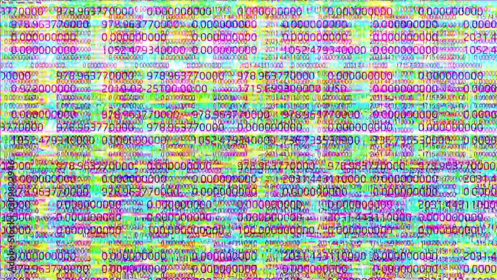 Financial report data animation with glitch effect Financial report data animation with glitch effect