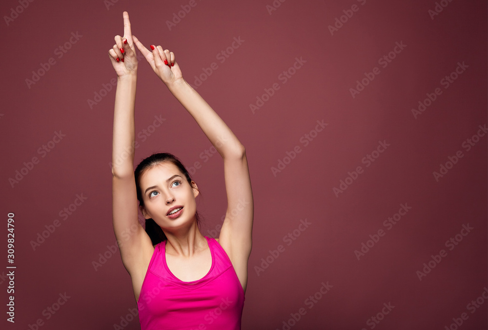 Brunette girl dancing while doing fitness. Brunette girl dancing while doing fitness.