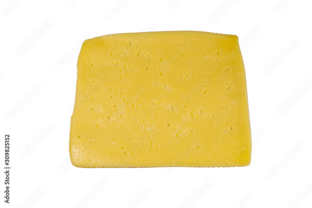 Slice of cheese isolated on a white background
