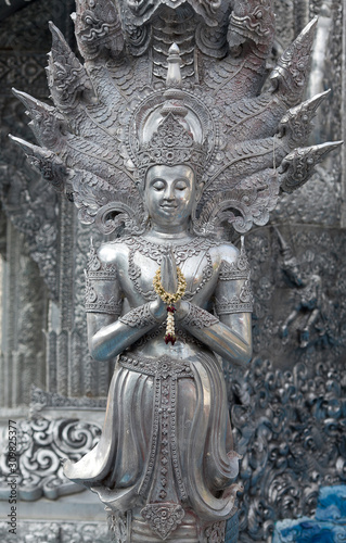 Details of exterior of the Wat Sri Suphan, or Silver temple in Chiang Mai, Thailand