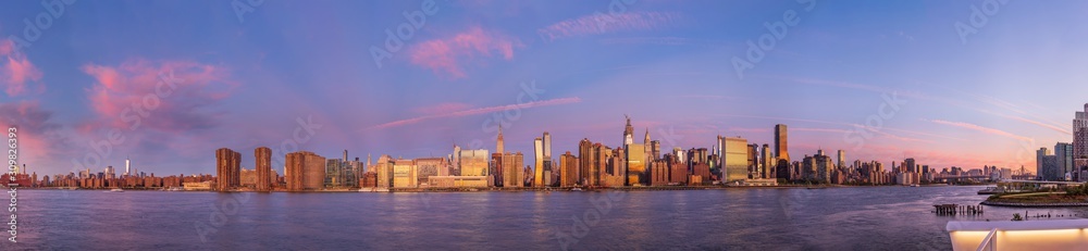 View of the East Side of Manhattan skyline from Long Island City in the morning.