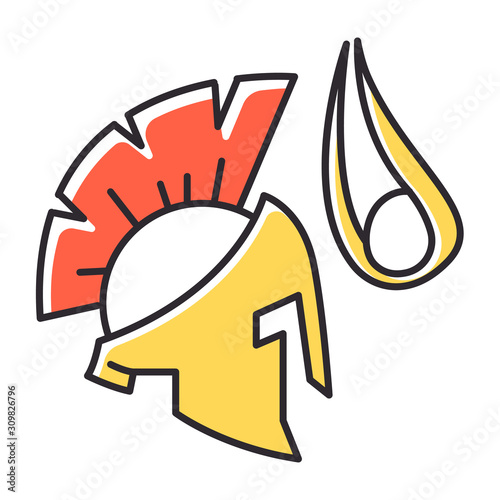 David and Goliath Bible story color icon. Legendary giant warrior helmet. Religious legend. Christian religion, holy book scene plot. Biblical narrative. Isolated vector illustration