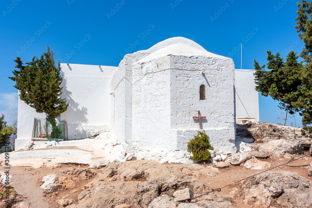 Upper church of Tsambika, Rhodes island, Greece