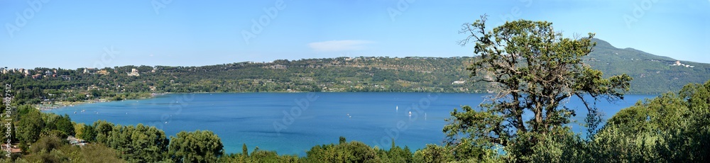 Panoramic image of the lake of Castel Gandolfo south of Rome - Lazio - Italy