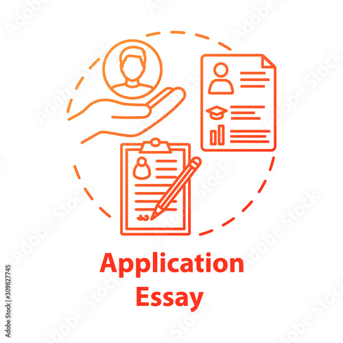 Application essay concept icon. Personal statement. Summary and curriculum vitae. Individual characteristics idea thin line illustration. Vector isolated outline drawing
