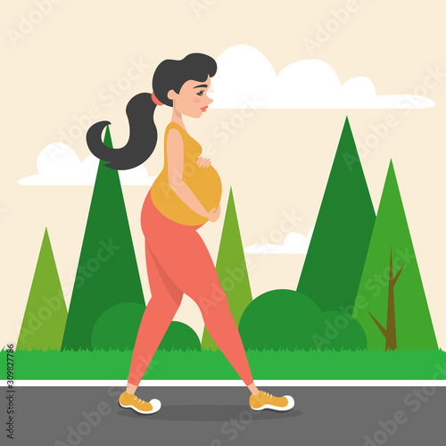 Pregnant woman portrait vector isolated. Young mom