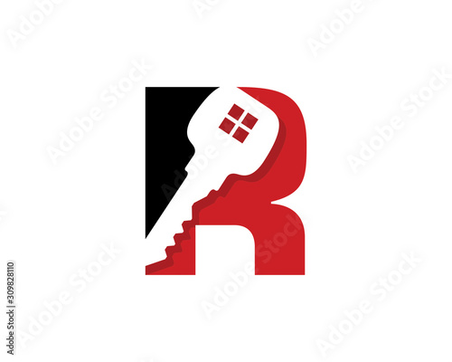 Letter R With Key Logo Vector 001