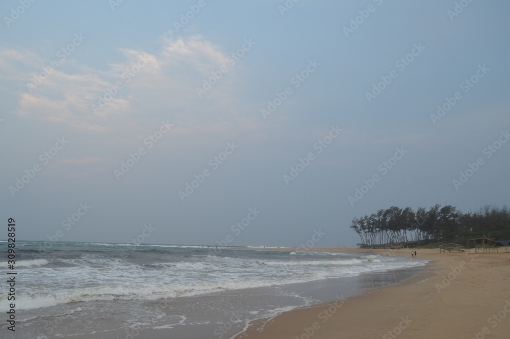 Sodwana bay pristine beach near a lagoon and Isimangaliso wetlands