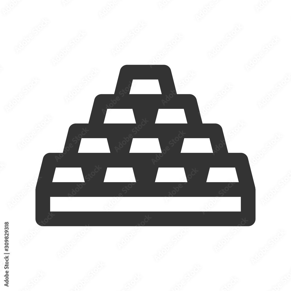 Icon gold ingots in outline style. vector illustration and editable stroke. Isolated on white background. Icon gold ingots in outline style. vector illustration and editable stroke. Isolated on white background.