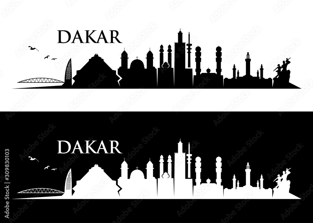 Naklejka premium Dakar skyline - Senegal - vector illustration