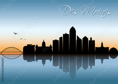 Des Moines skyline - Iowa, United States of America, USA - vector illustration