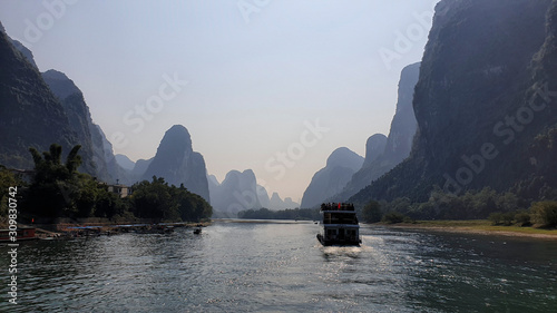 Li River surrounded by Karst between Guilin and Yangshuo - Guangxi Province, China