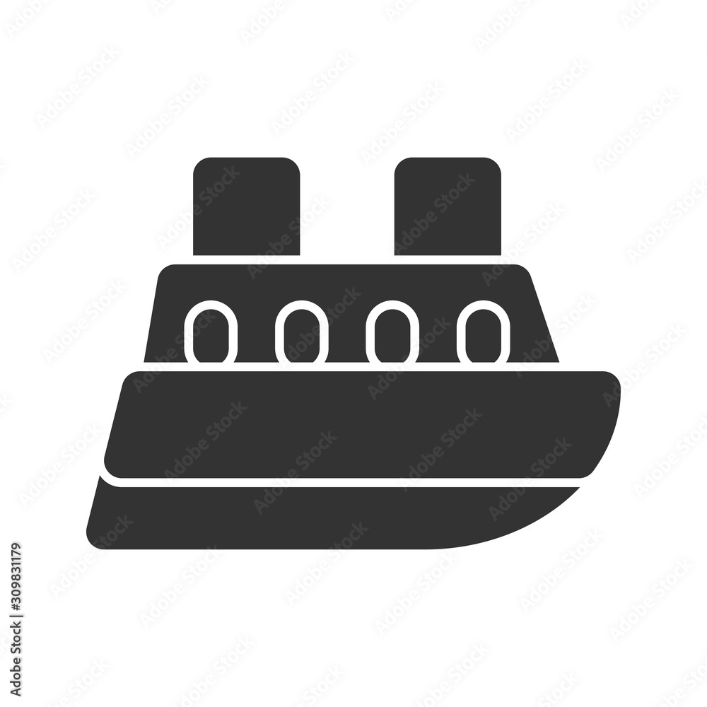 Icon cruise ship in glyph style. vector illustration and editable stroke. Isolated on white background.