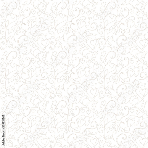 Seamless love background, wedding floral pattern with hearts