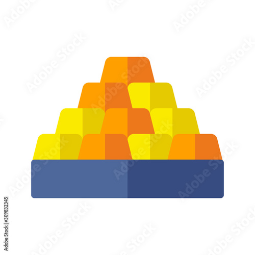 Icon gold ingots in flat style. vector illustration and editable stroke. Isolated on white background.