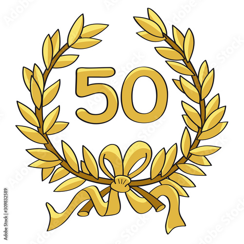 Ehrenkranz 50 Jahre gold von Hand gezeichnet