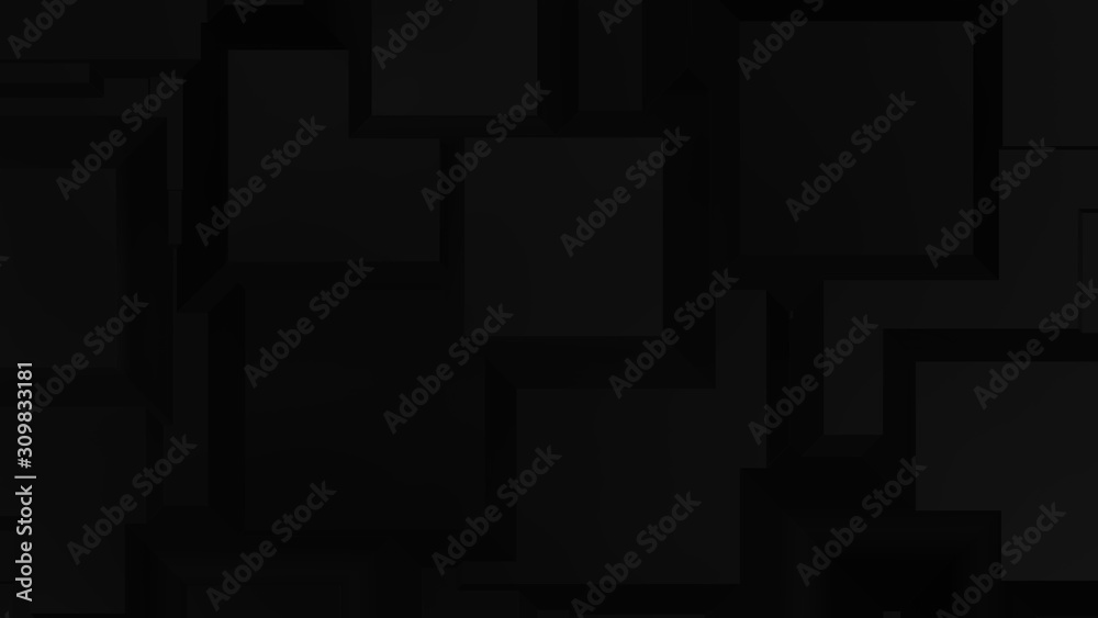 black abstract background with squares , empty space for text or bran logo, wallpaper 3d illustration