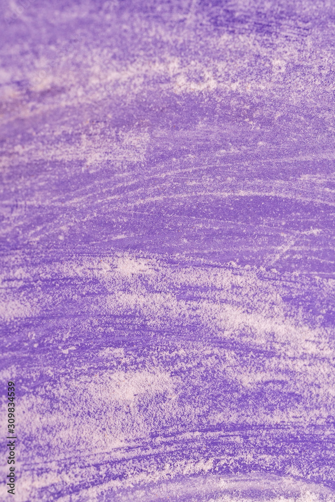 purple plastic plate in fine flour