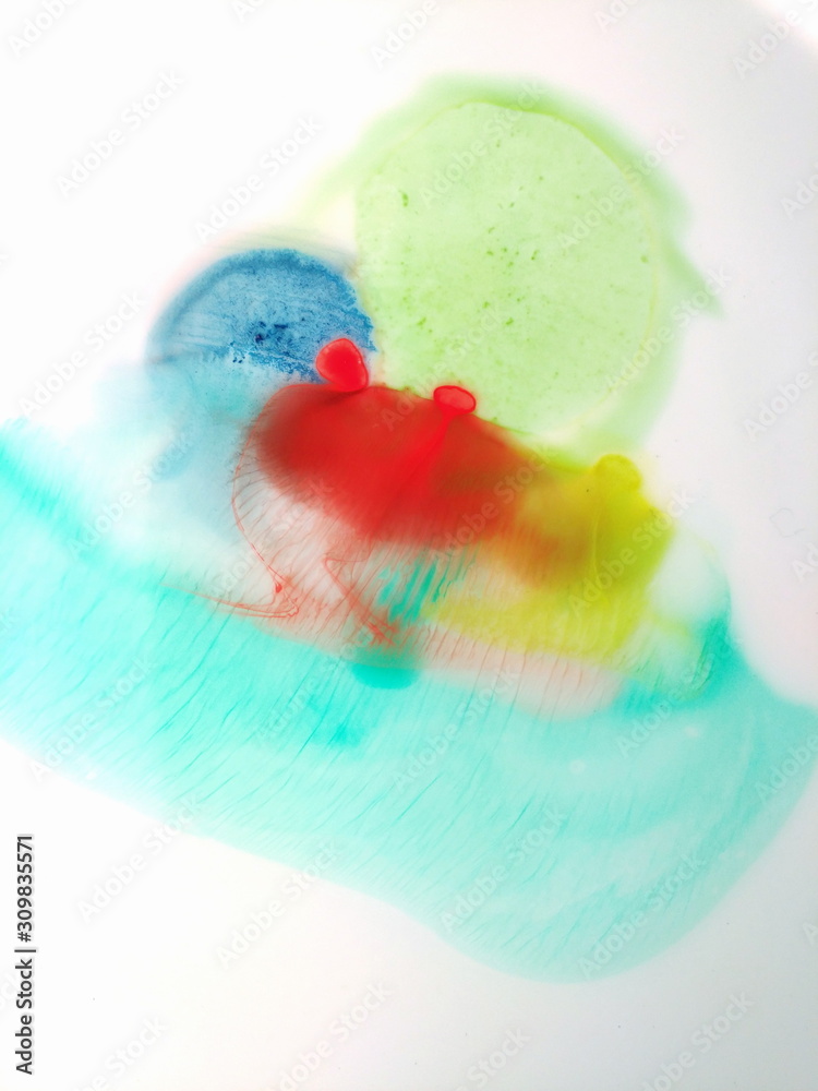 Fototapeta watercolor abstract background, paint diffusion in water on white