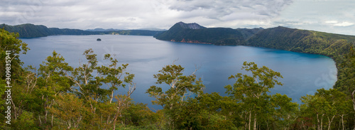Panorama of Lake Mashu, in summer