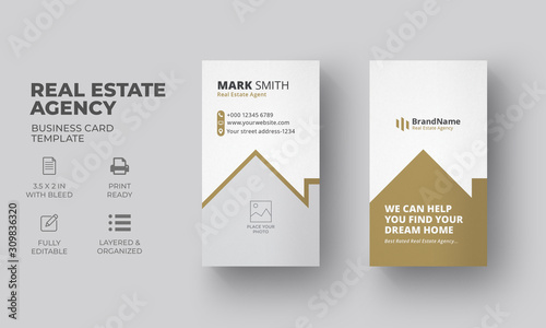 Vertical Real Estate Business Card Template | Business Card Design