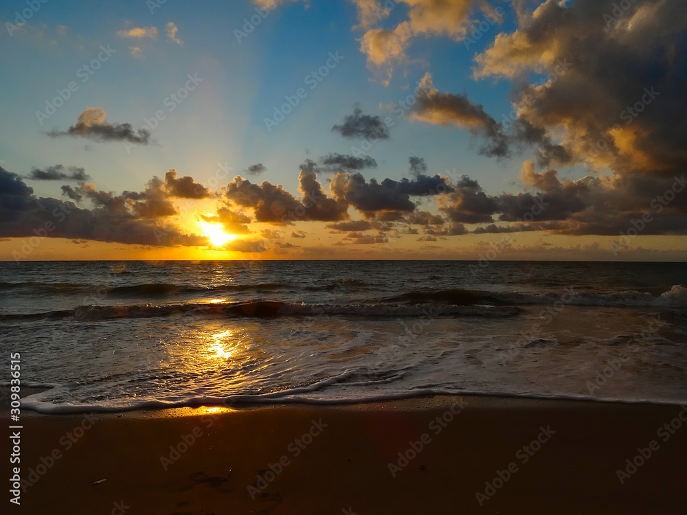 Beautifull sunrise at brazilian beach.