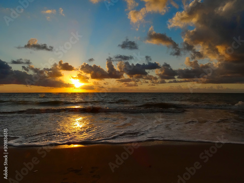 Beautifull sunrise at brazilian beach.