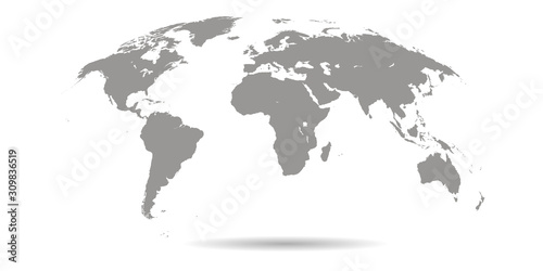 Vector world map. Grey color. 3d graphic background.