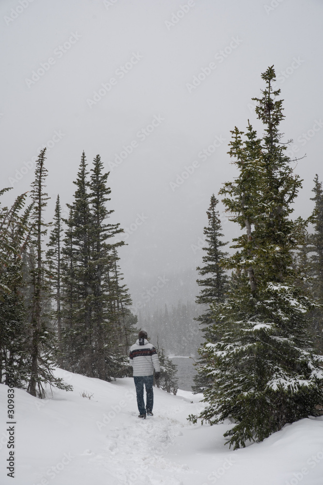 Hiking the Rocky Mountains in a snowstorm