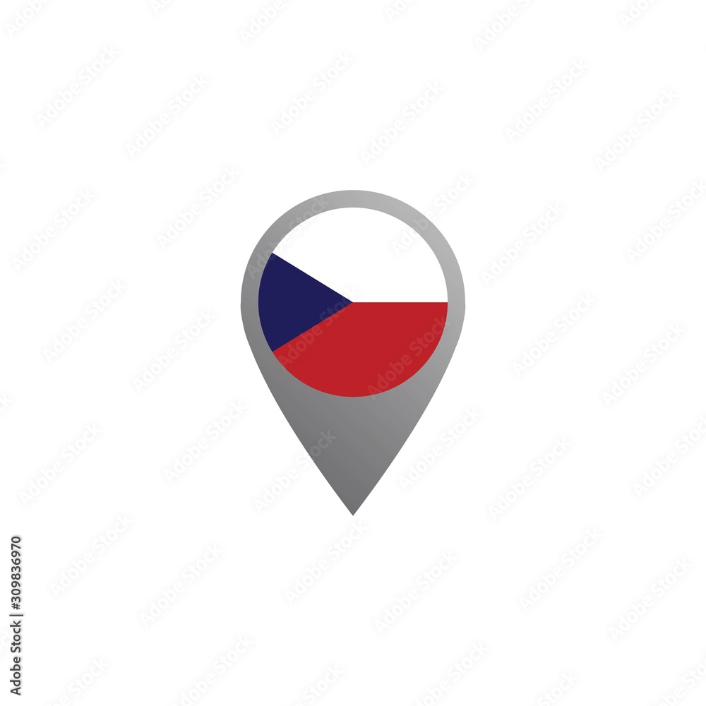 Icon pin illustration, map marker with a stylish Czech Republic country flag in a circle Icon pin illustration, map marker with a stylish Czech Republic country flag in a circle