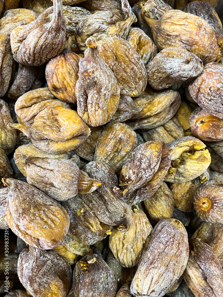 Dried figs. Dried fruit. Natural food. Organic background.